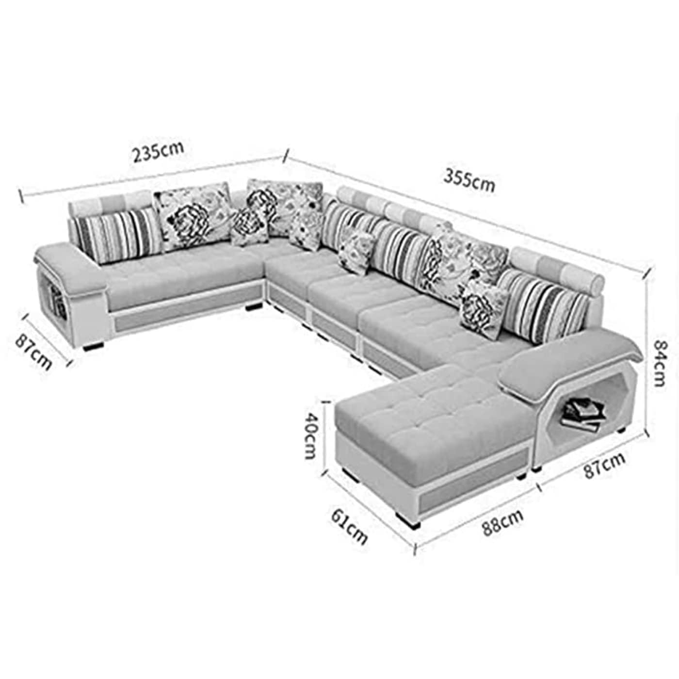 Eiraluxify plutos 9-Seater Brown Sofa Set for Home with Ottoman and Puffy