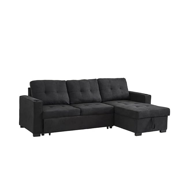 Eiram Berlin 5‑Seater L‑Shape Sofa Cum Bed with Hidden Storage & Magazine Pocket