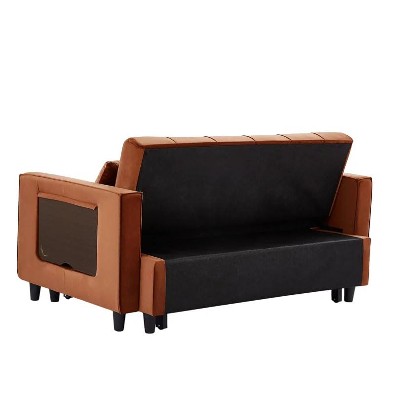 Eiraluxify Foldora 2‑in‑1 Sofa Cum Bed Pull‑Out Sleeper Couch with Side Storage