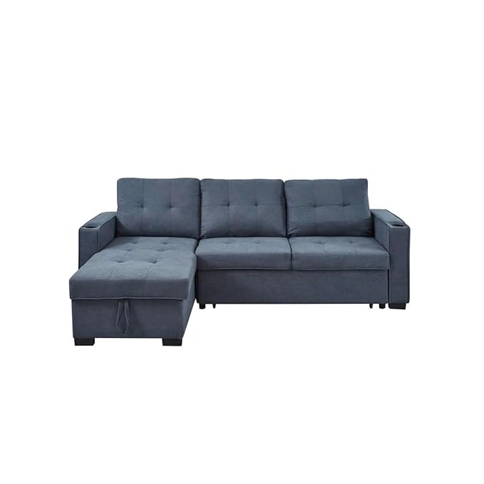 Eiram Berlin 5‑Seater L‑Shape Sofa Cum Bed with Hidden Storage & Magazine Pocket