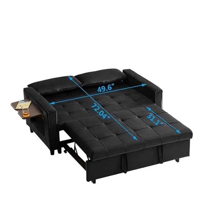 Eiram Foldora 2‑in‑1 Sofa Cum Bed Pull‑Out Sleeper Couch with Side Storage