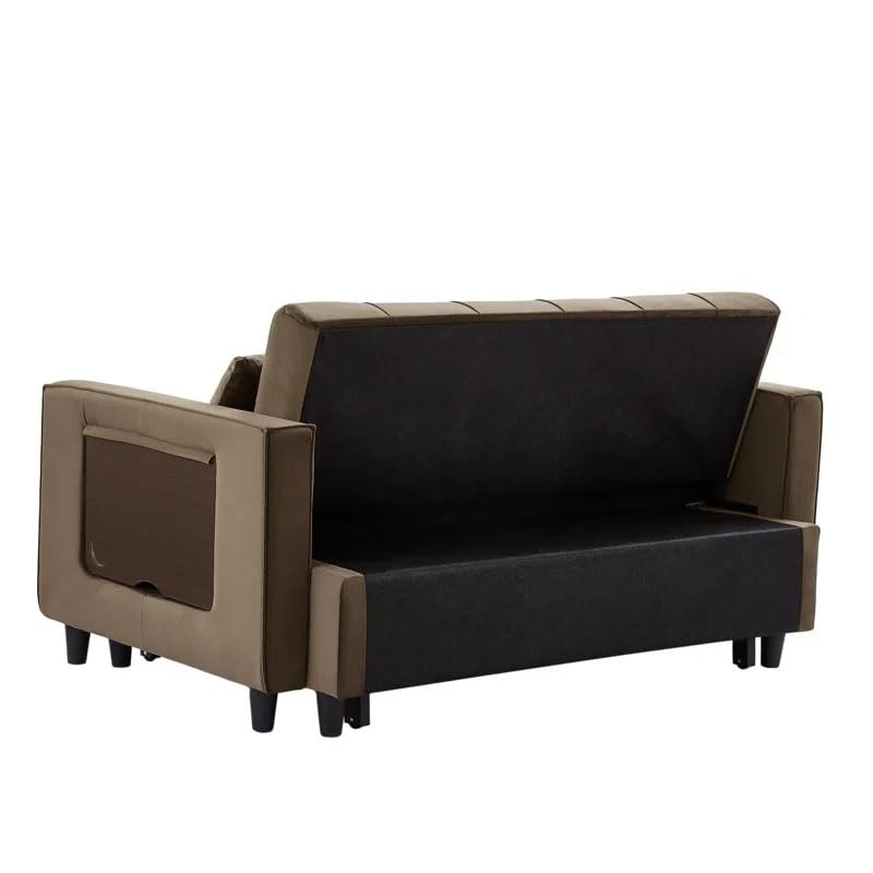Eiram Foldora 2‑in‑1 Sofa Cum Bed Pull‑Out Sleeper Couch with Side Storage