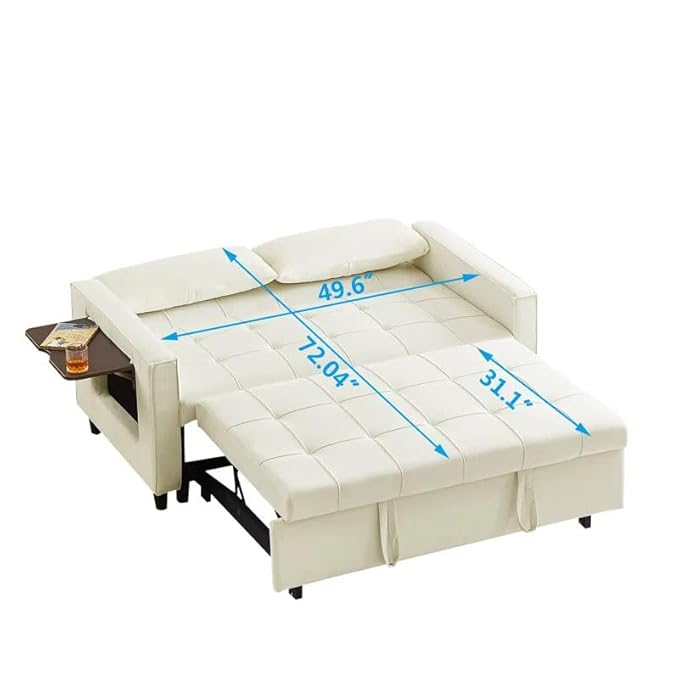Eiram Foldora 2‑in‑1 Sofa Cum Bed Pull‑Out Sleeper Couch with Side Storage