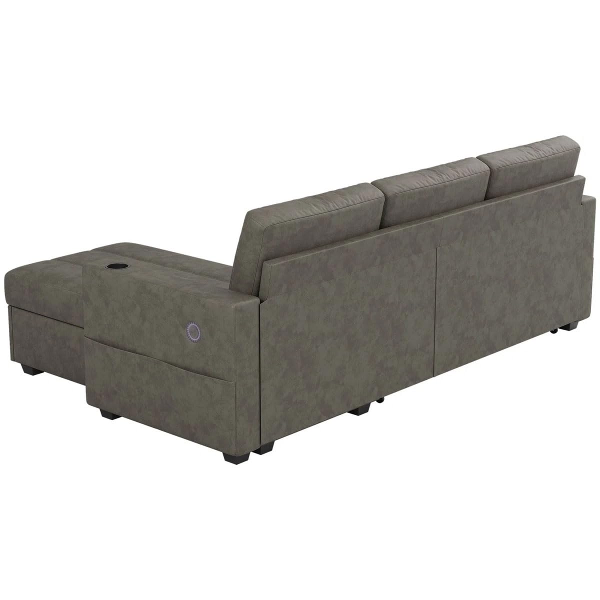 Eiram Berlin 5‑Seater L‑Shape Sofa Cum Bed with Hidden Storage & Magazine Pocket