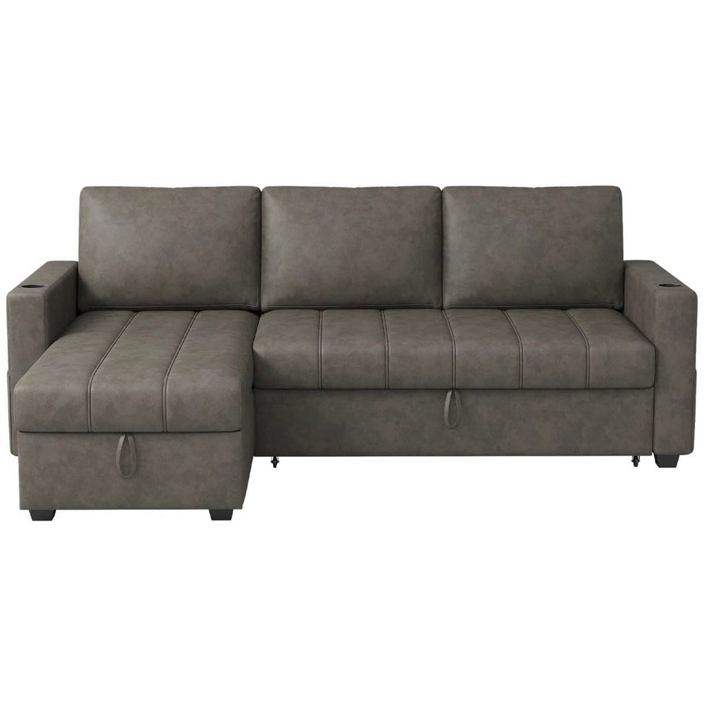 Eiram Berlin 5‑Seater L‑Shape Sofa Cum Bed with Hidden Storage & Magazine Pocket