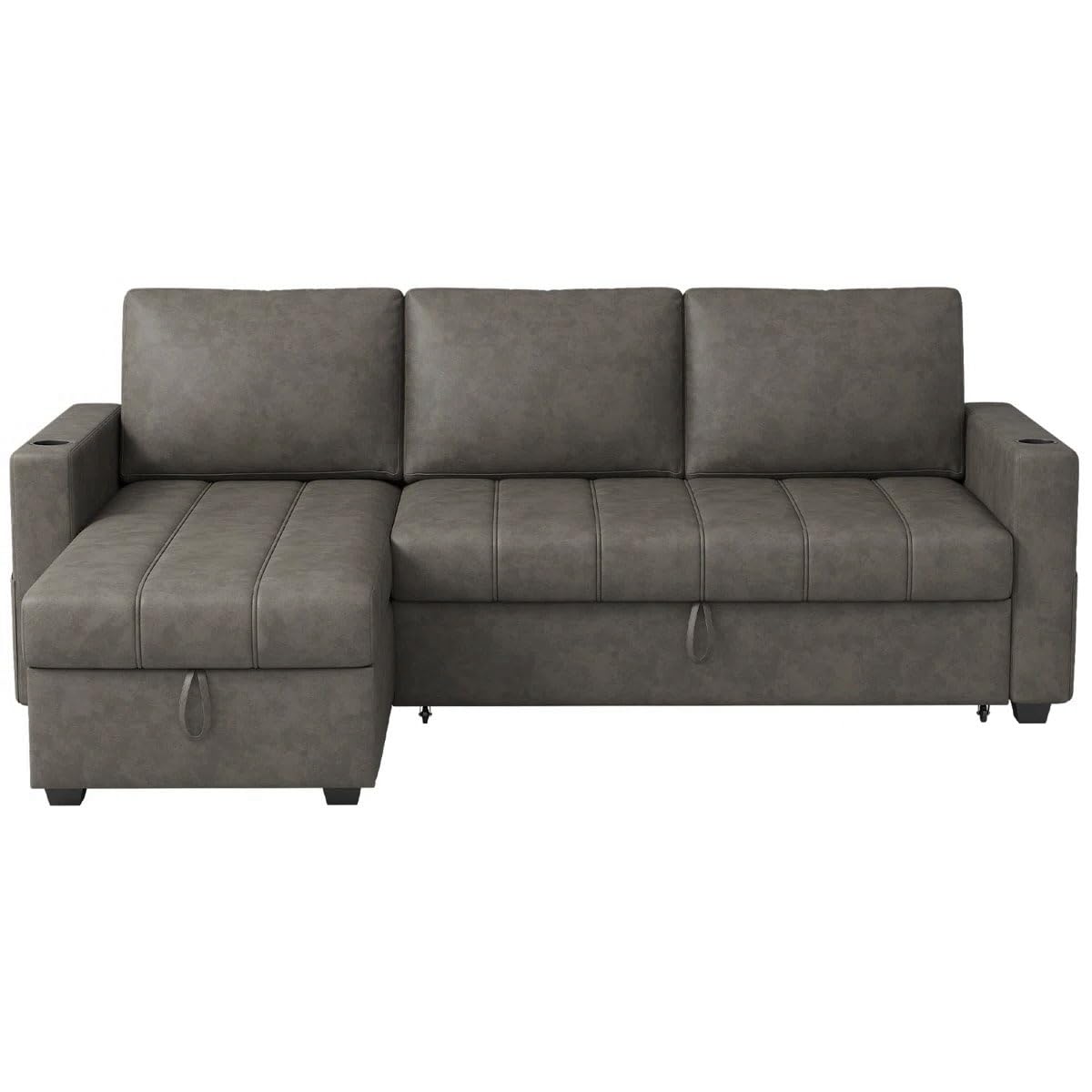 Eiram Berlin 5‑Seater L‑Shape Sofa Cum Bed with Hidden Storage & Magazine Pocket