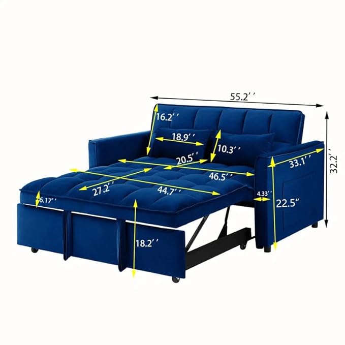 Eiram Dagger 2-Seater Sofa Bed with Adjustable Backrest