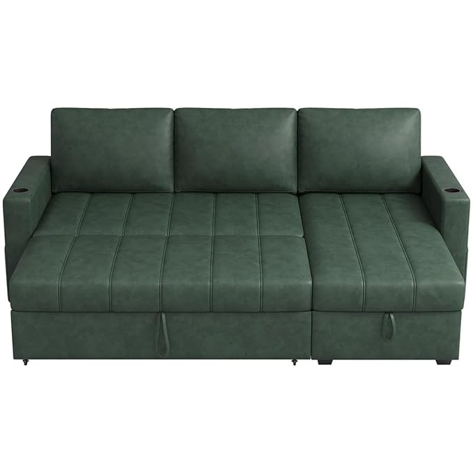 Eiram Berlin 5‑Seater L‑Shape Sofa Cum Bed with Hidden Storage & Magazine Pocket