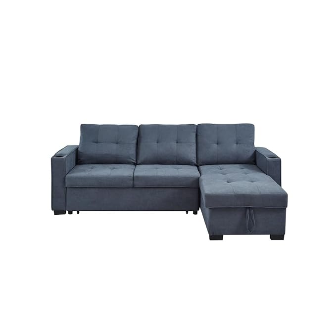 Eiram Berlin 5‑Seater L‑Shape Sofa Cum Bed with Hidden Storage & Magazine Pocket