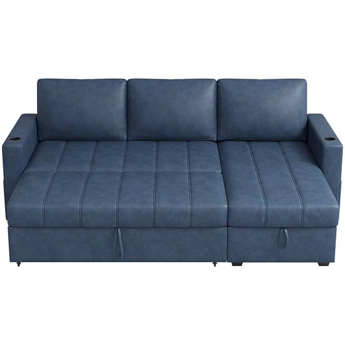 Eiram Berlin 5‑Seater L‑Shape Sofa Cum Bed with Hidden Storage & Magazine Pocket
