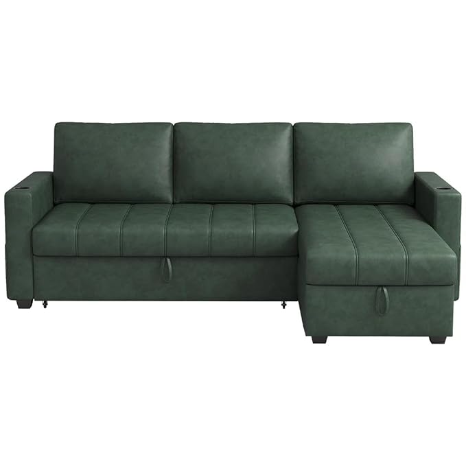 Eiram Berlin 5‑Seater L‑Shape Sofa Cum Bed with Hidden Storage & Magazine Pocket