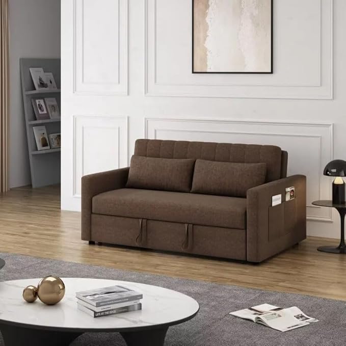 Eiram Yessa 2‑Seater Convertible Sofa Cum Bed with Adjustable Backrest & 2 Pillows