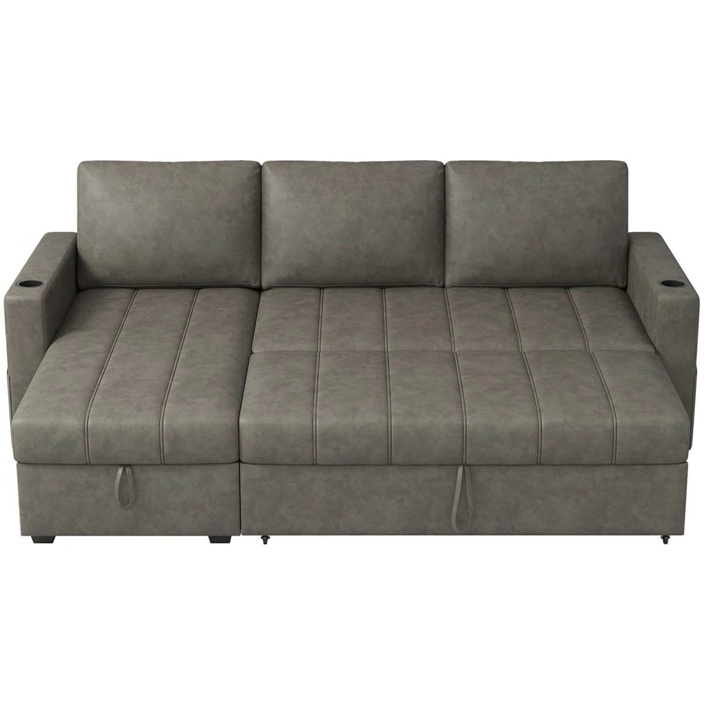 Eiram Berlin 5‑Seater L‑Shape Sofa Cum Bed with Hidden Storage & Magazine Pocket