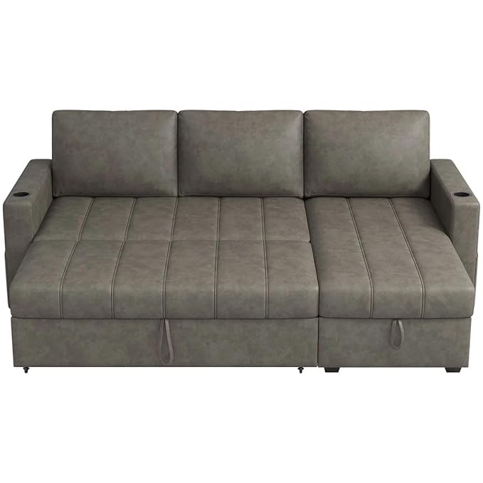 Eiram Berlin 5‑Seater L‑Shape Sofa Cum Bed with Hidden Storage & Magazine Pocket