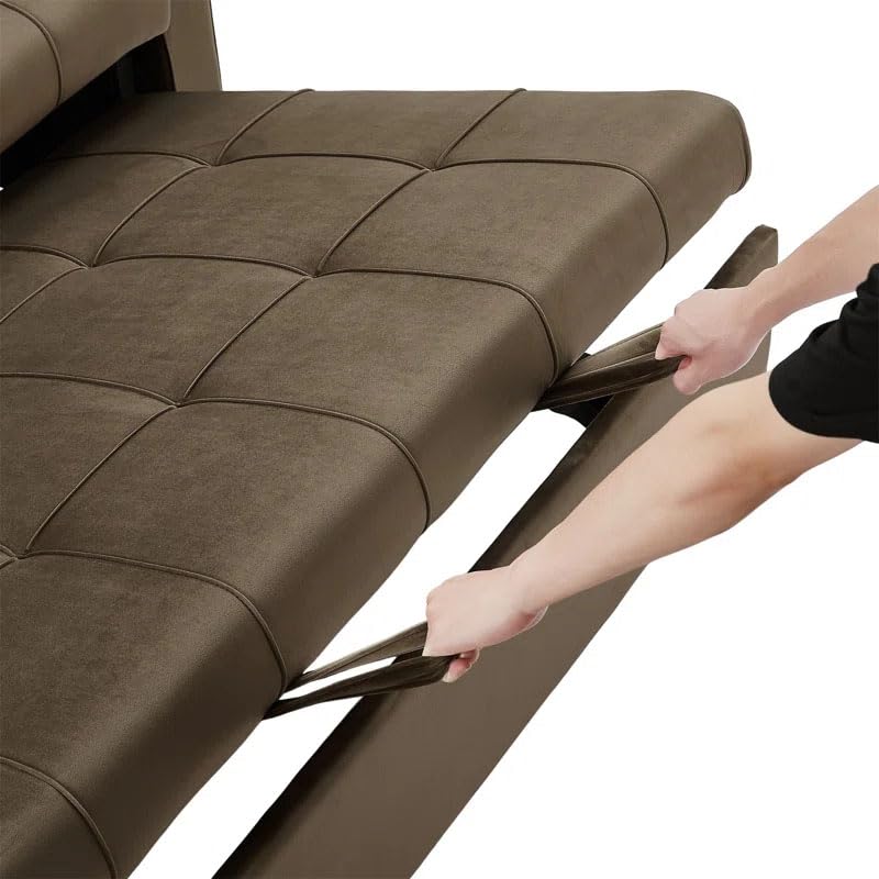 Eiram Foldora 2‑in‑1 Sofa Cum Bed Pull‑Out Sleeper Couch with Side Storage