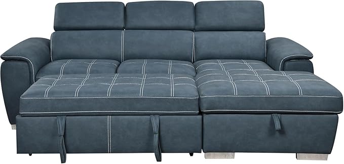 Eiram Oslo 5‑Seater L‑Shape Sofa Cum Bed with Hidden Storage & Magazine Pocket