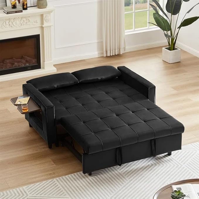 Eiram Foldora 2‑in‑1 Sofa Cum Bed Pull‑Out Sleeper Couch with Side Storage