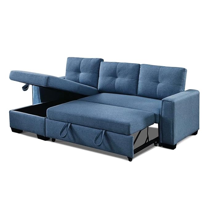 Eiraluxify Floza 5-Seater RHS L Shape Sofa Cum Bed with Storage