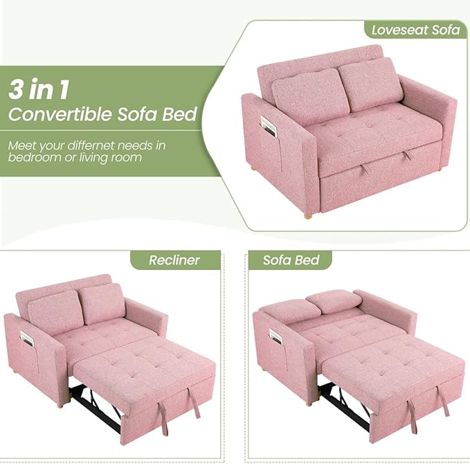 Eiram FlexiFold 3-in-1 Convertible Sofa Cum Bed for Living Room
