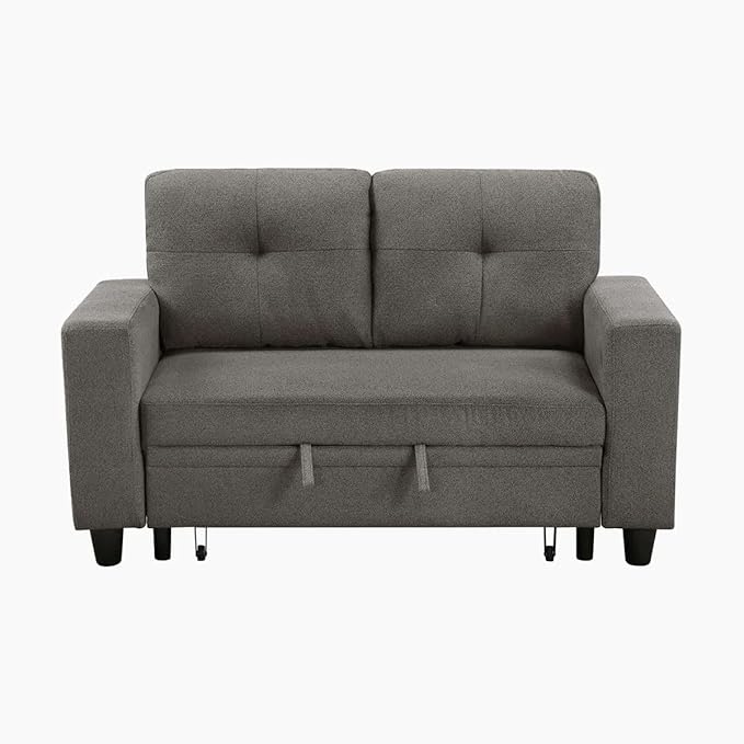 Eiram Damon 2‑Seater Sofa Cum Bed with Pull‑Out Bed & Side Shelf Storage