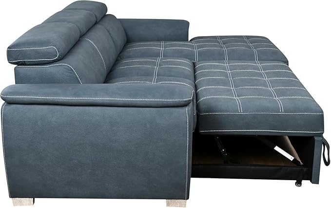 Eiram Oslo 5‑Seater L‑Shape Sofa Cum Bed with Hidden Storage & Magazine Pocket