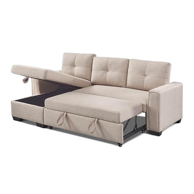 Eiram Floza 5-Seater RHS L Shape Sofa Cum Bed with Storage
