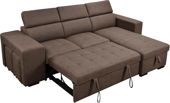 Eiram Flexora Luxe 5‑Seater L‑Shape Sofa Cum Bed with Pull‑Out Bed & Storage