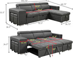 Eiram Flexora Luxe 5‑Seater L‑Shape Sofa Cum Bed with Pull‑Out Bed & Storage