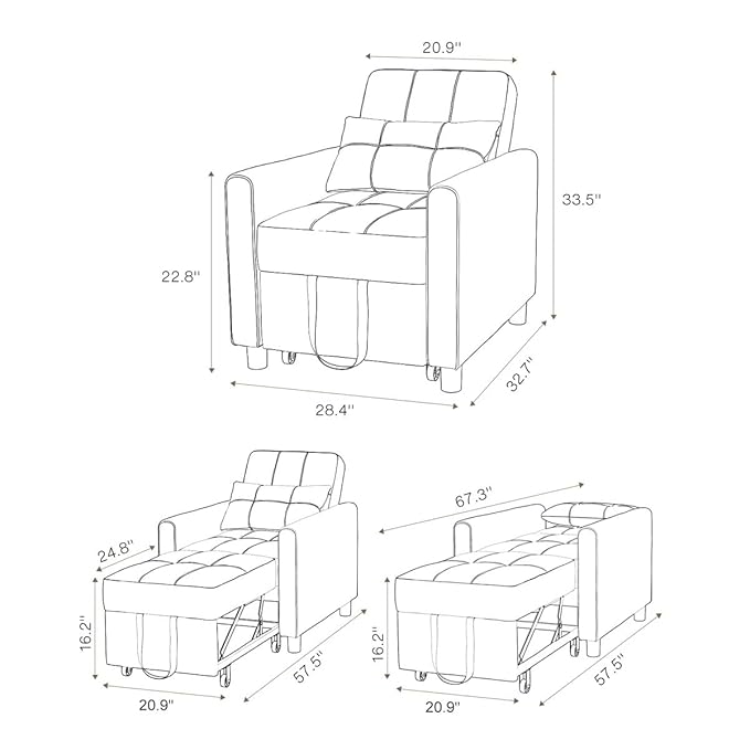 Eiram Zenfold 3-in-1 Sofa Cum Bed | Convertible Accent Chair