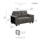 Eiram Damon 2‑Seater Sofa Cum Bed with Pull‑Out Bed & Side Shelf Storage