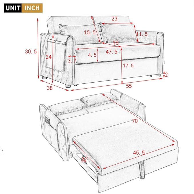Eira DuoNap 2‑Seater Sofa Cum Bed with Pull‑Out Bed