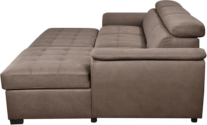 Eiram Oslo 5‑Seater L‑Shape Sofa Cum Bed with Hidden Storage & Magazine Pocket