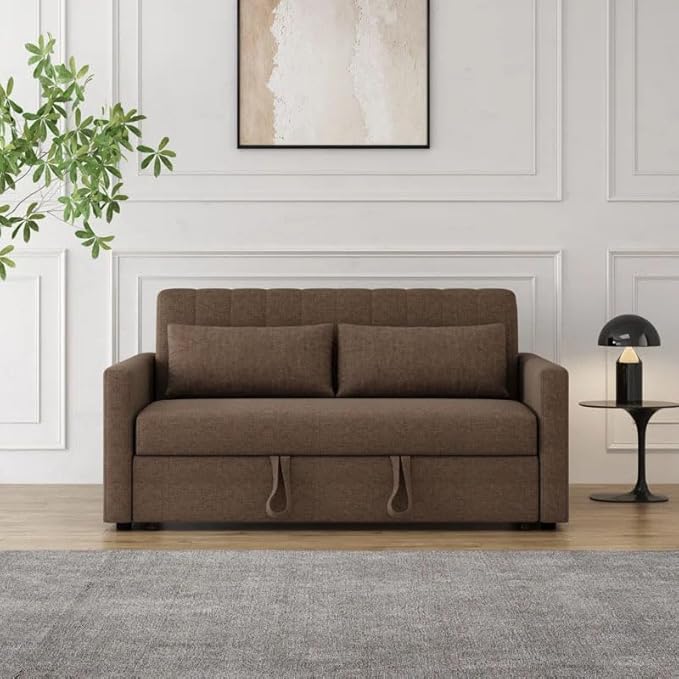 Eiram Yessa 2‑Seater Convertible Sofa Cum Bed with Adjustable Backrest & 2 Pillows