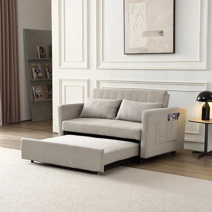 Eiram Yessa 2‑Seater Convertible Sofa Cum Bed with Adjustable Backrest & 2 Pillows