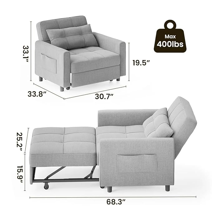 Eiram Zenfold 3-in-1 Sofa Cum Bed | Convertible Accent Chair