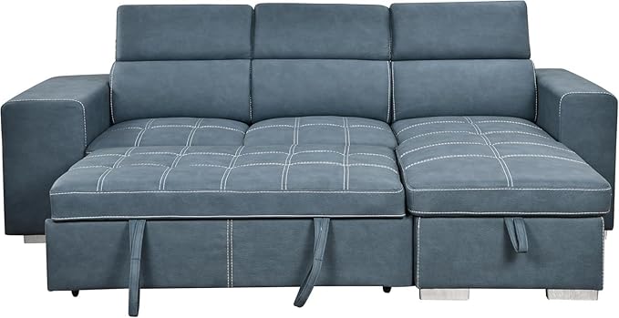 Eiram Flexora Luxe 5‑Seater L‑Shape Sofa Cum Bed with Pull‑Out Bed & Storage