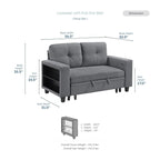 Eiram Damon 2‑Seater Sofa Cum Bed with Pull‑Out Bed & Side Shelf Storage