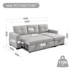 Eiram Floza 5-Seater RHS L Shape Sofa Cum Bed with Storage