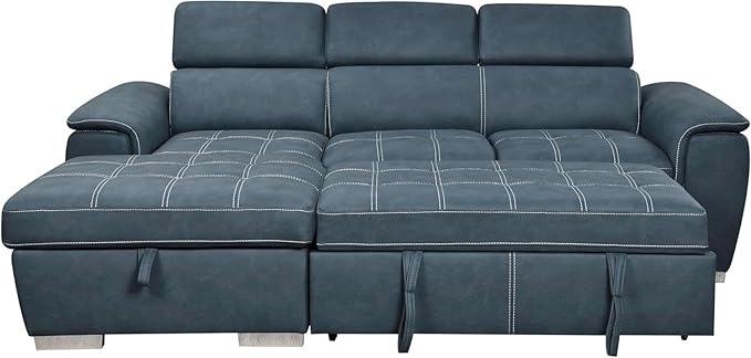 Eiram Oslo 5‑Seater L‑Shape Sofa Cum Bed with Hidden Storage & Magazine Pocket
