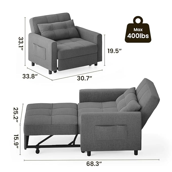 Eiram Zenfold 3-in-1 Sofa Cum Bed | Convertible Accent Chair