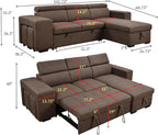 Eiram Flexora Luxe 5‑Seater L‑Shape Sofa Cum Bed with Pull‑Out Bed & Storage