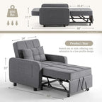 Eiram SoloRest 1-Seater Sofa Cum Bed with Pull-Out Bed Extension