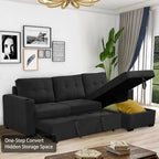 Eiram Berlin 5‑Seater L‑Shape Sofa Cum Bed with Hidden Storage & Magazine Pocket