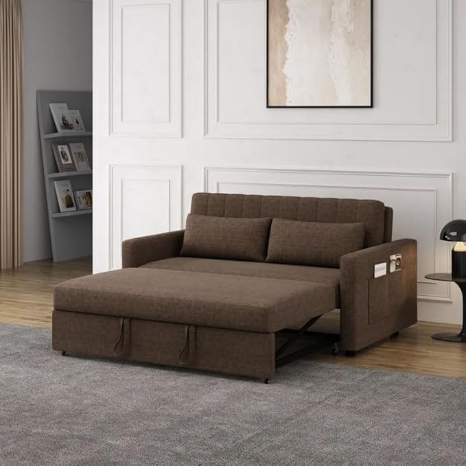 Eiram Yessa 2‑Seater Convertible Sofa Cum Bed with Adjustable Backrest & 2 Pillows