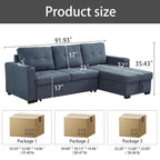Eiram Berlin 5‑Seater L‑Shape Sofa Cum Bed with Hidden Storage & Magazine Pocket