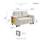 Eiram Damon 2‑Seater Sofa Cum Bed with Pull‑Out Bed & Side Shelf Storage