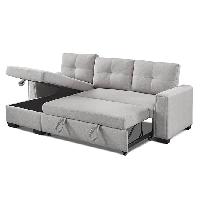 Eiram Floza 5-Seater RHS L Shape Sofa Cum Bed with Storage