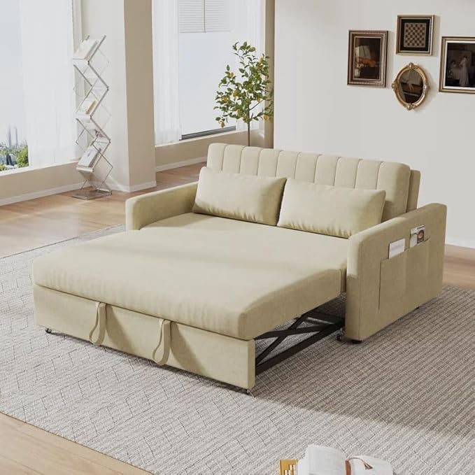 Eiram Yessa 2‑Seater Convertible Sofa Cum Bed with Adjustable Backrest & 2 Pillows