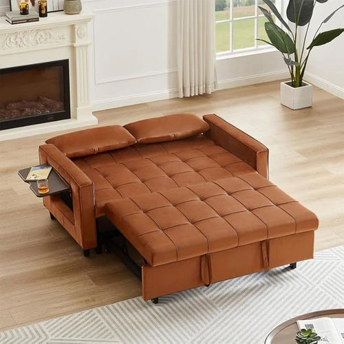 Eiraluxify Foldora 2‑in‑1 Sofa Cum Bed Pull‑Out Sleeper Couch with Side Storage