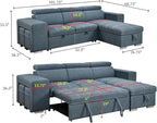 Eiram Flexora Luxe 5‑Seater L‑Shape Sofa Cum Bed with Pull‑Out Bed & Storage